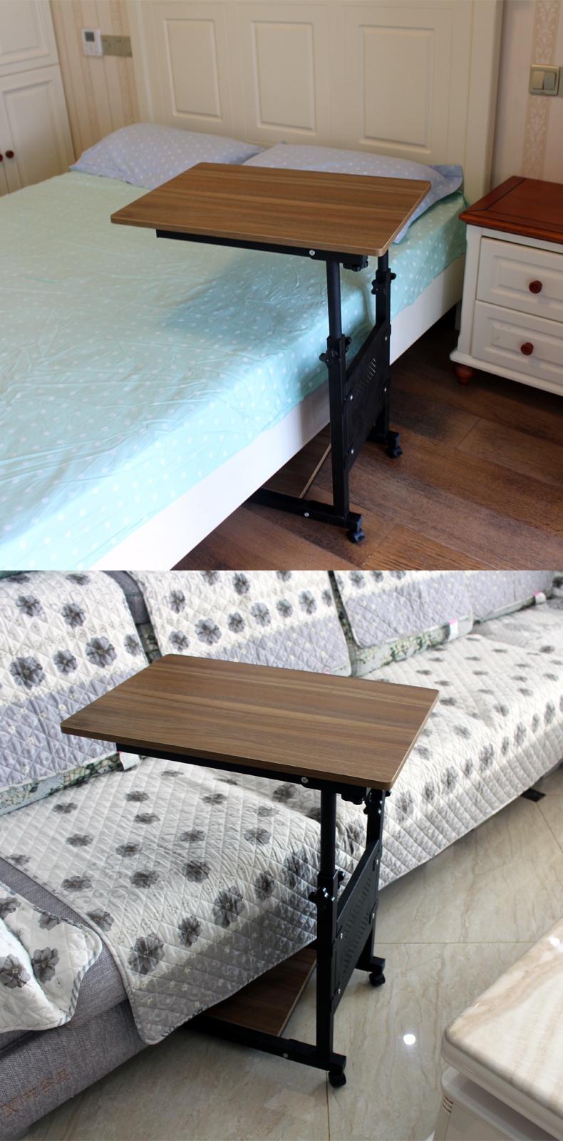 寻木匠床边电脑桌可移动折叠小桌子可升降懒人电脑桌床上餐桌护理桌