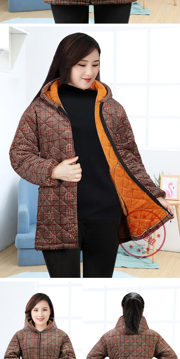 [连帽棉袄罩衣]冬加厚羽绒服罩衣防脏保暖外套围裙中老年妈妈女 红色