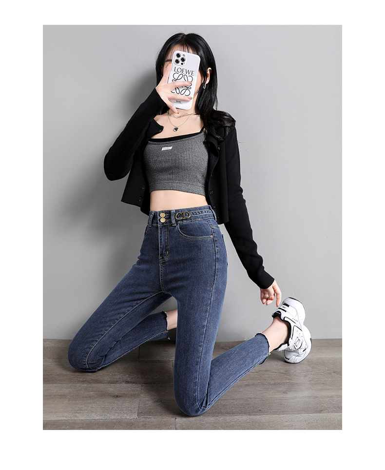 晗亦然女士牛仔裤 晗亦然牛仔裤女春季长裤2021新款高腰显瘦弹力紧身