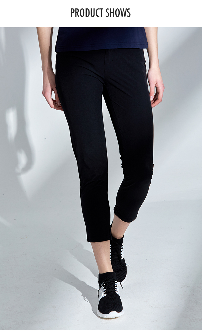 诺诗兰户外运动裤女排汗快干弹力九分休闲裤gq082b04暗影黑色170