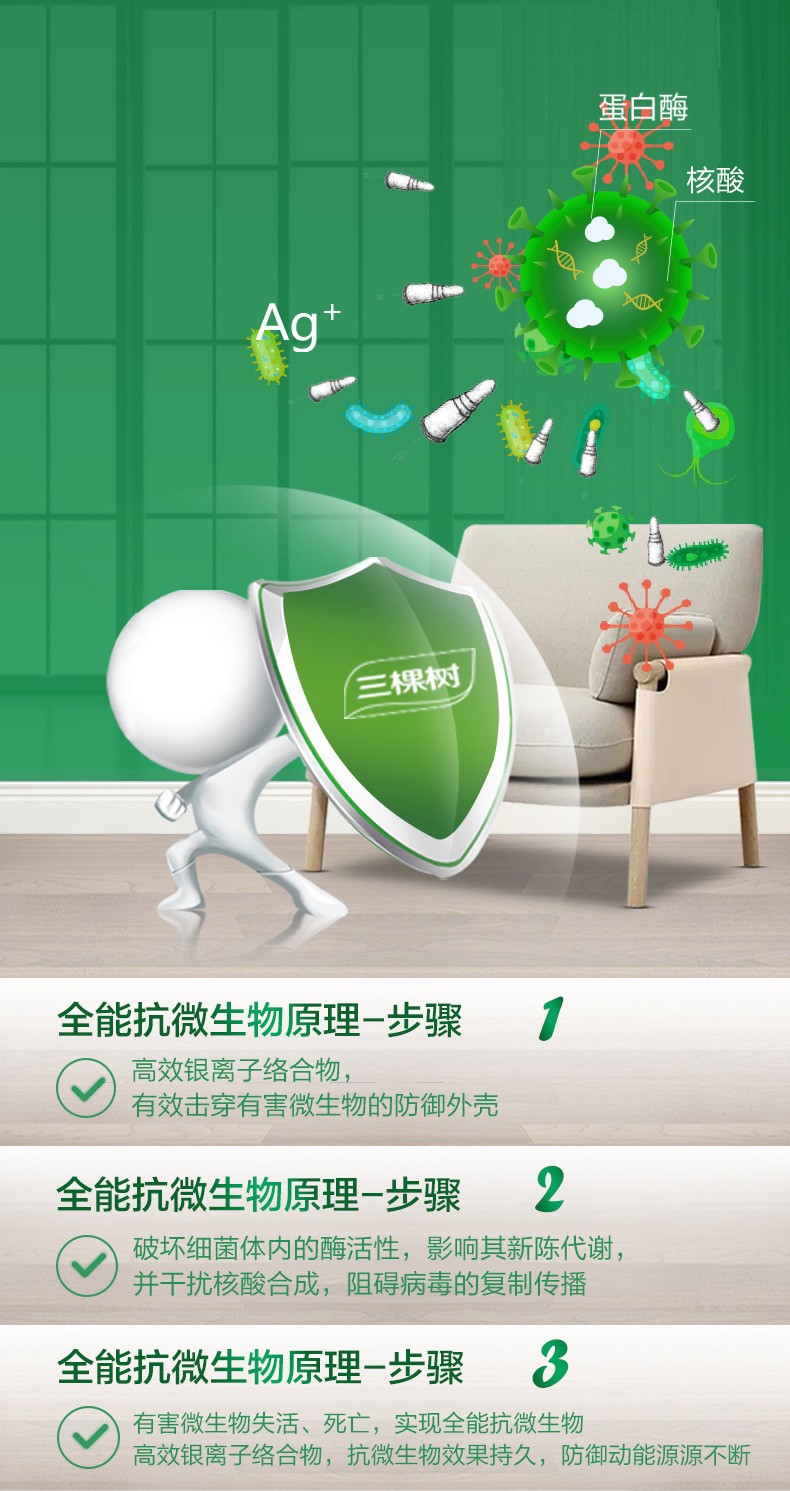 (下架)三棵树健康 360多效抗菌抗病毒全能墙面漆 白色涂料油漆乳胶漆