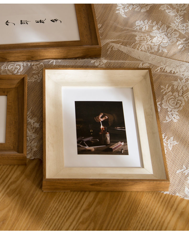 《简约画框外框5寸6寸7寸8寸10寸12寸挂墙加相框摆台横竖画框 胡木色