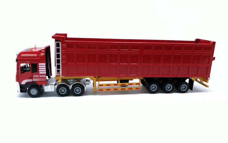 精邦合金大卡车模型半挂式重型运输车重卡自卸翻斗货车工程车玩具