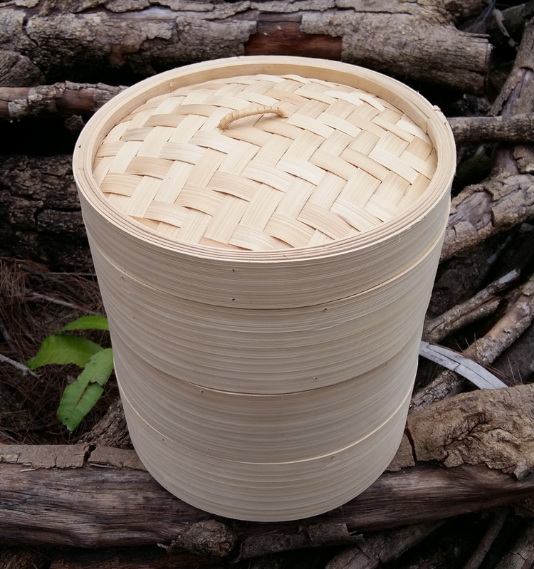 家庭装三笼一盖竹蒸笼 竹制蒸笼蒸屉 家用全竹蒸笼屉 送草垫 邮