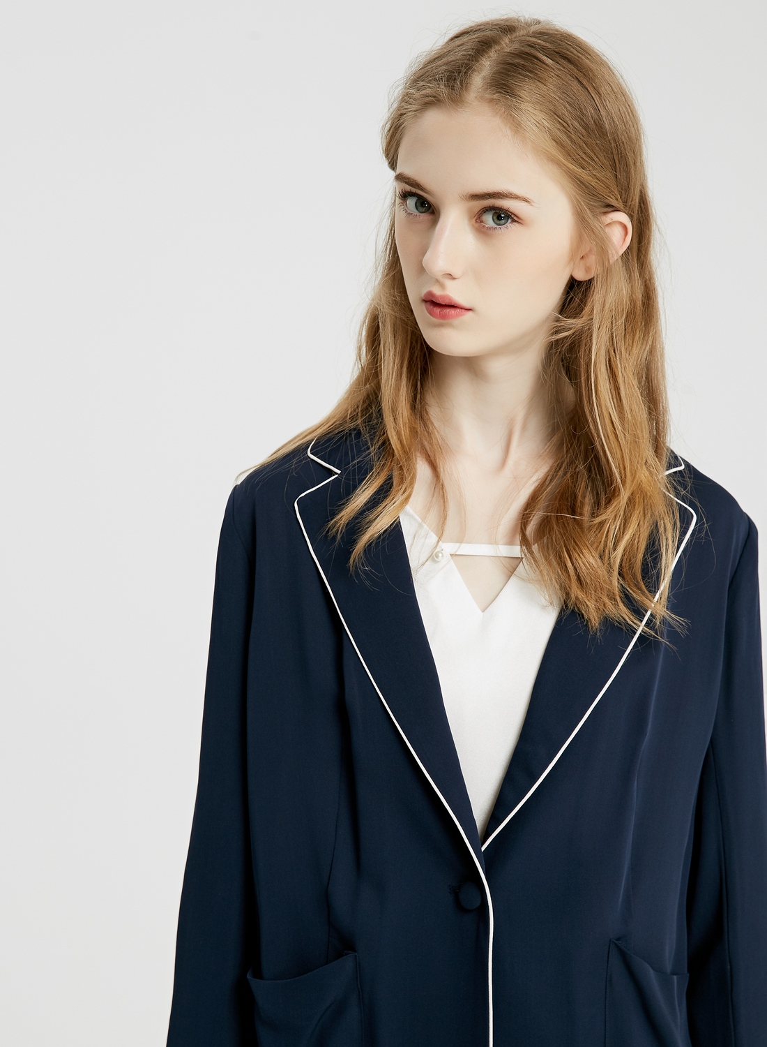 9]蚕丝me&city女装明线装饰睡衣风西服外套【价格 图片 品牌 报价】