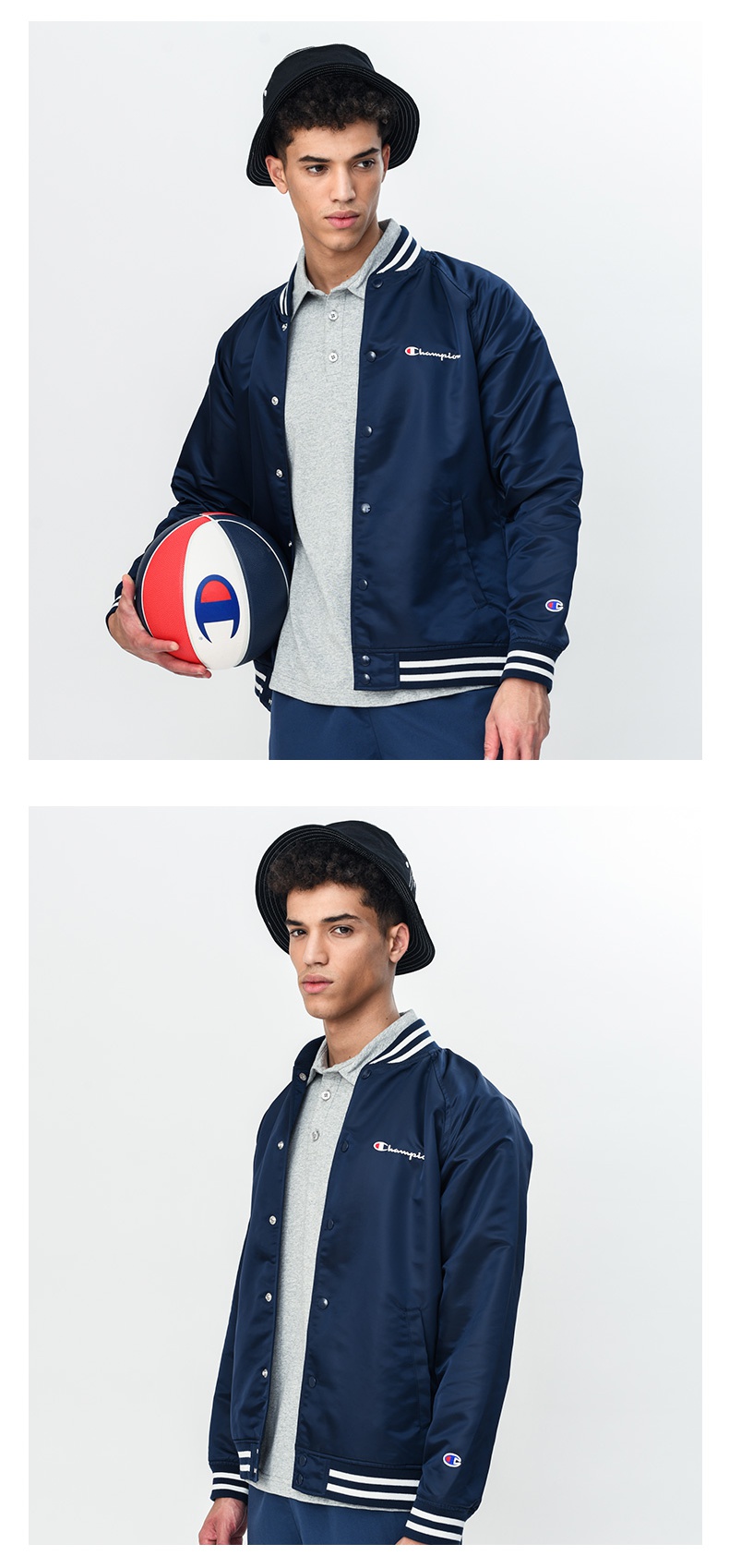 champion冠军2020棒球外套休闲街头纽扣logo印花夹克男