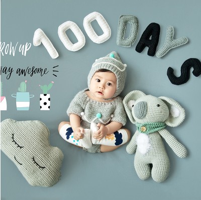 新款百天宝宝摄影服装百天照婴儿主题道具艺术照衣服背景出租白蜗牛08