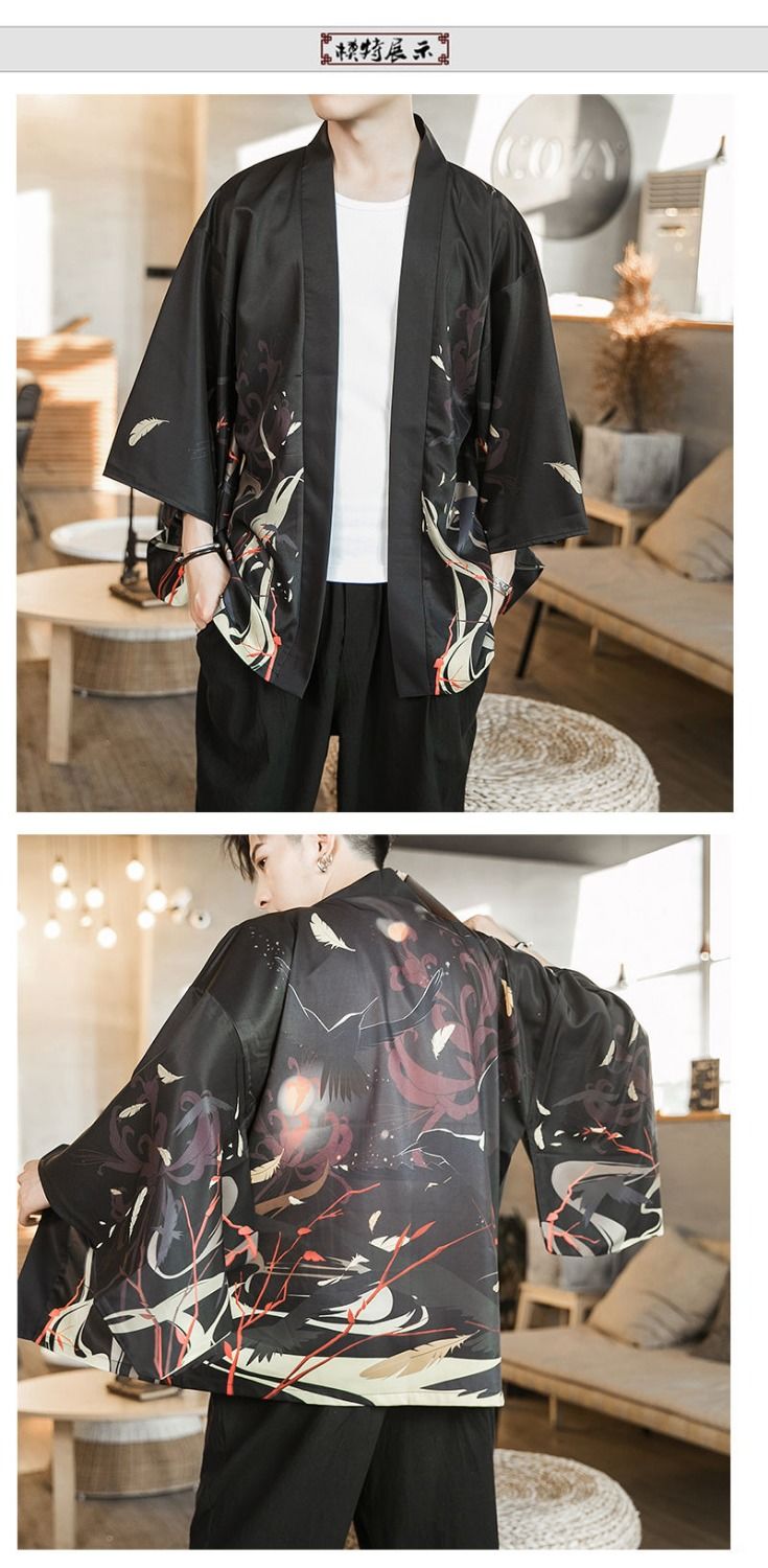 舒弗星(lachouffe)男士夹克 和服羽织中国风佛系男装开衫防晒衣汉服男
