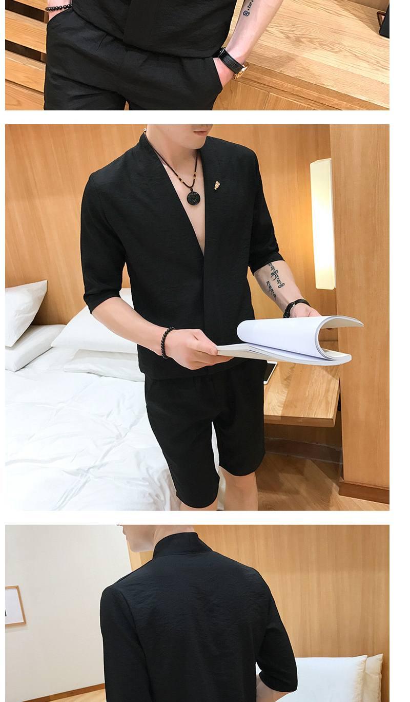 秋季夜场男装潮男套装夜店时尚冰丝短裤潮流帅气男模衣服个性工装两扣