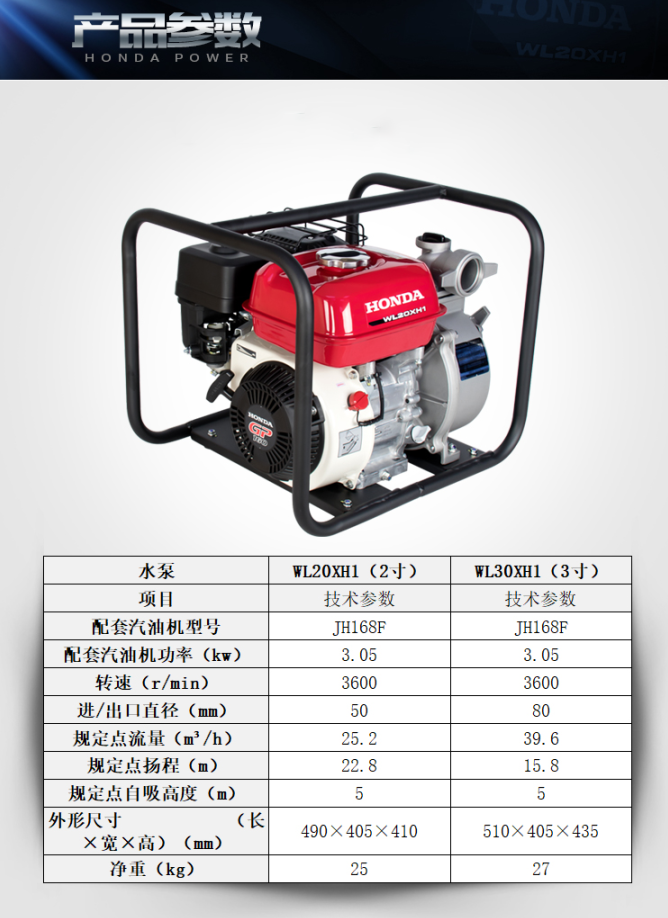 gareen 四冲程本田汽油水泵/抽水机wl20xh1