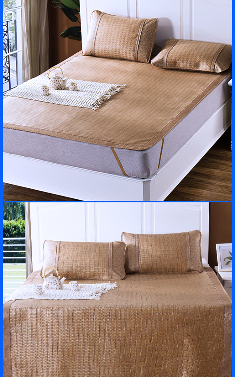 小绵羊高级仿古藤席冰丝席凉席三件套18m床席子15米可折叠夏天空调