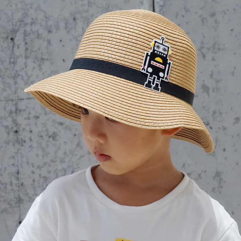 男童大檐帽儿童沙滩帽出游凉帽中大童男太阳帽编亲遮阳帽