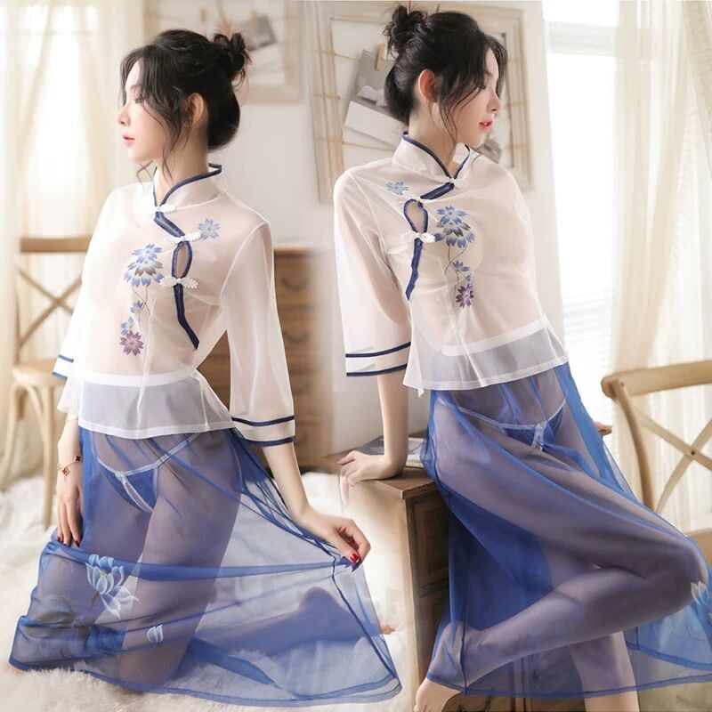 《加大码胖mm性感肚兜情趣内衣女诱惑挑逗民国旗袍网纱睡裙激情套装 1