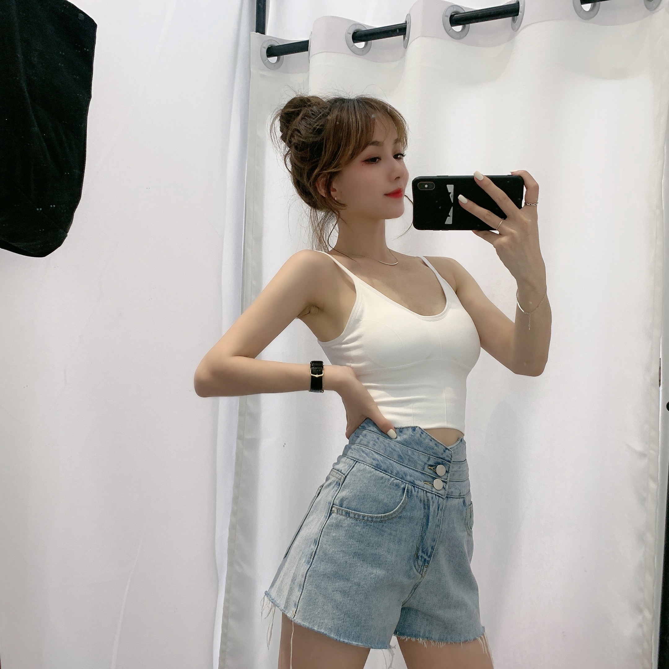 suntekjust cc卡卡女装网红性感u型美背吊带背心内衣一体式聚拢胸垫