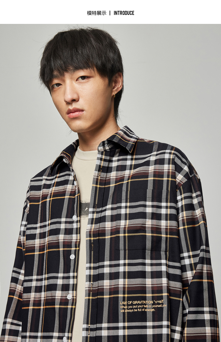 5折券后参考价:182】gxg清仓 秋冬时尚潮流休闲格子衬衫男#gy103496gv