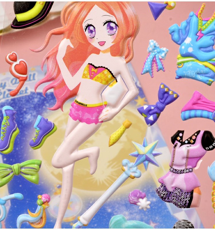 换装贴纸女孩宝宝3d立体贴画儿童美人鱼公主小贴贴纸pa008换装四张送