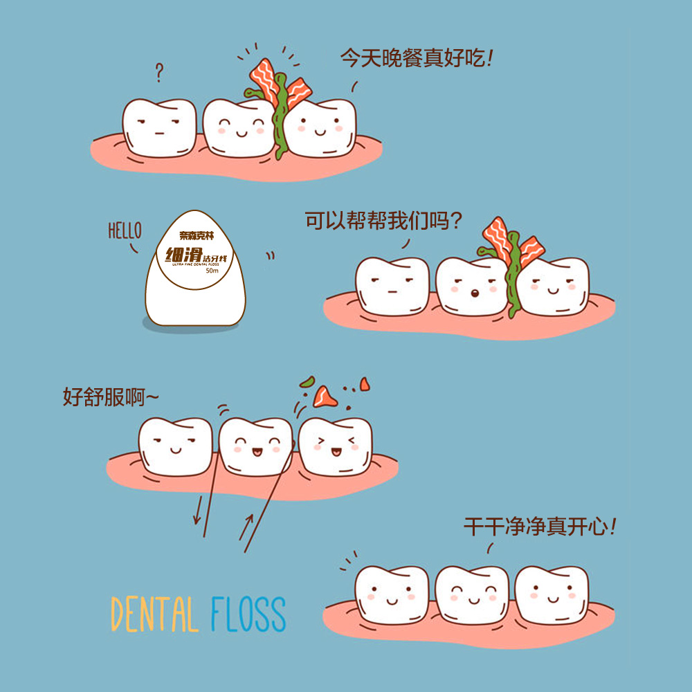 奈森克林 細滑潔牙線便攜齒縫清潔剔牙超細正畸家庭裝50米*1盒