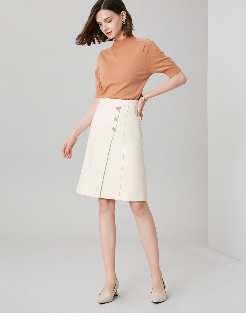 晚白2020冬季新品通勤简约纯色高腰修身显瘦职业小a裙半身裙女