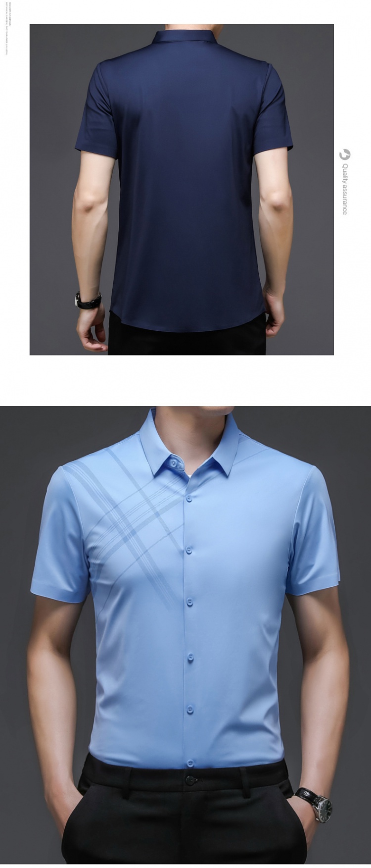 恒源祥男士衬衫 【苏选好货】恒源祥桑蚕丝衬衫男短袖冰丝高端抗皱