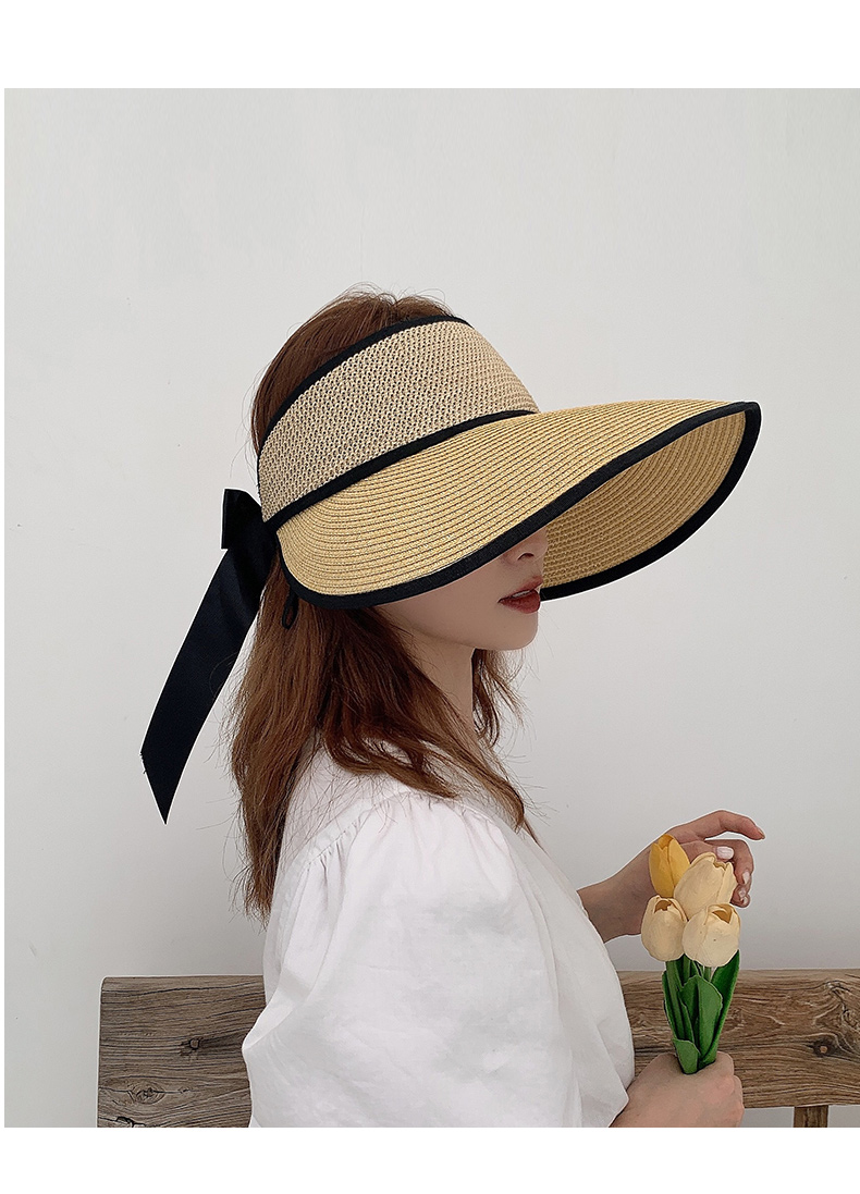 new lake日本夏天空顶草帽女户外骑车网红防晒遮阳帽沙滩海边透气太阳