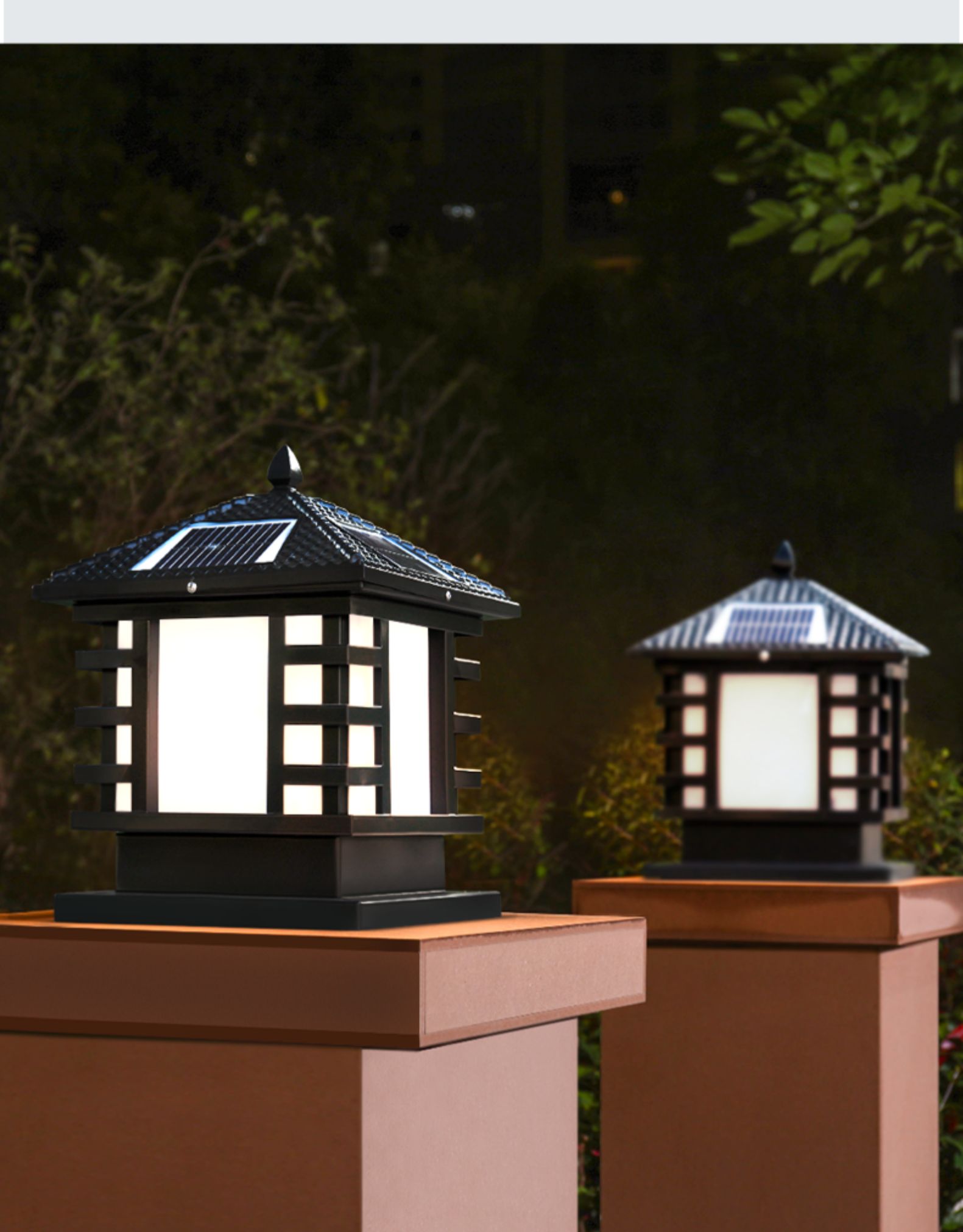 苏宁好货太阳能柱头灯防水围墙户外灯家用柱庭院灯花园别墅院子大灯