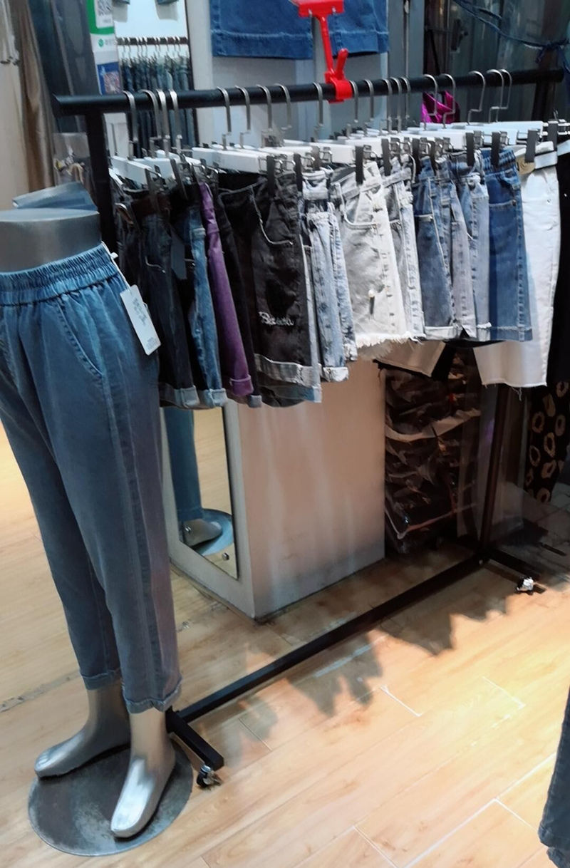 《摆地摊折叠单杠衣架服装店展示架夜市卖衣服架子家用晾衣架中岛架