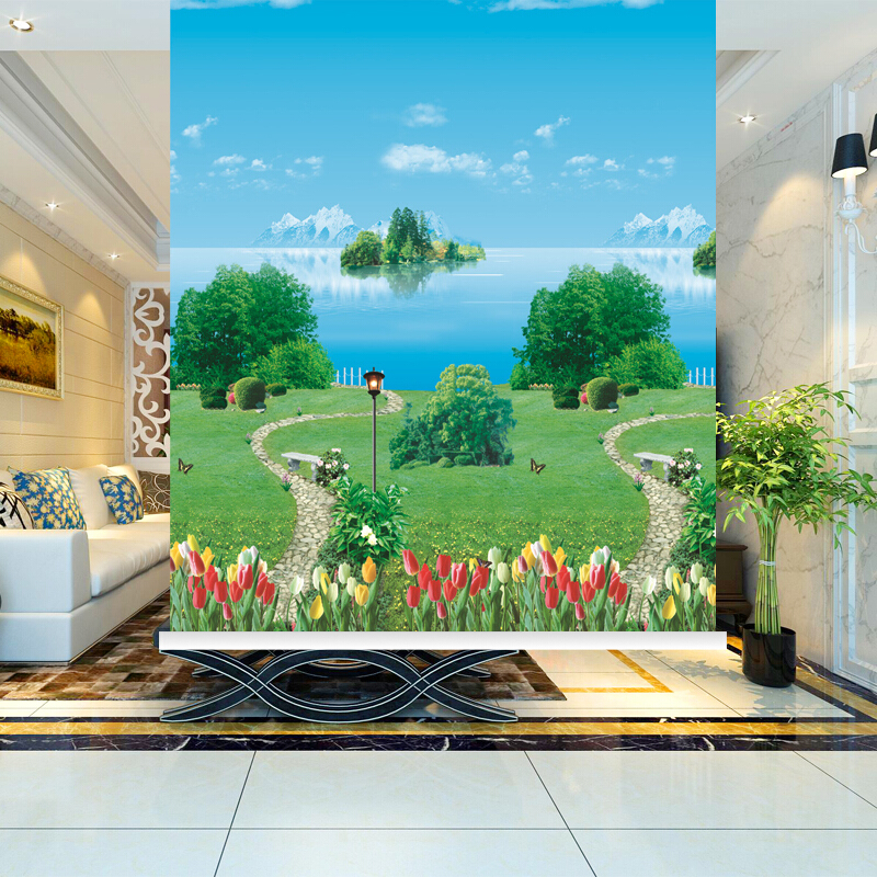 风景画半遮光手拉式卷帘免打孔厨房浴室客厅书房遮阳防晒窗帘成品h