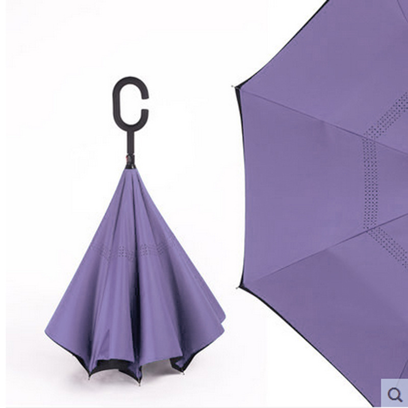 超级新品 创意双层c型雨伞反开收外翻汽车反折伞reverse umbrella