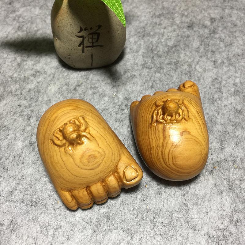崖柏知足常乐一个崖柏木质工艺品小件实木木雕知足常乐手把件小脚丫