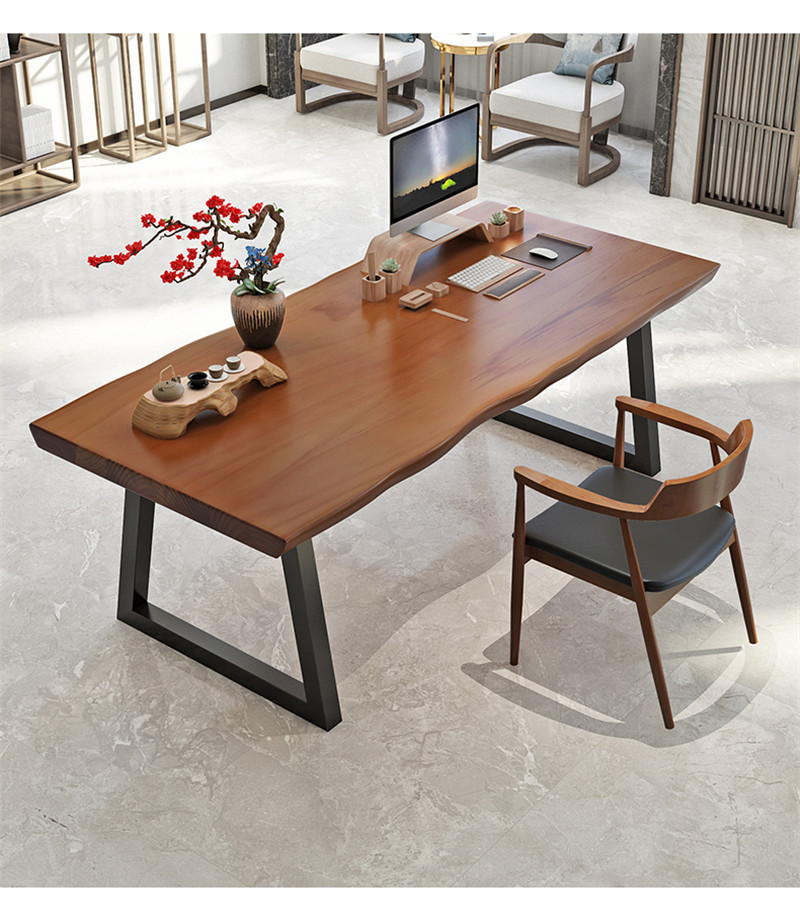 严选简约实木办公桌办公室单人桌职员电脑桌家用书房学生宿舍学习桌椅