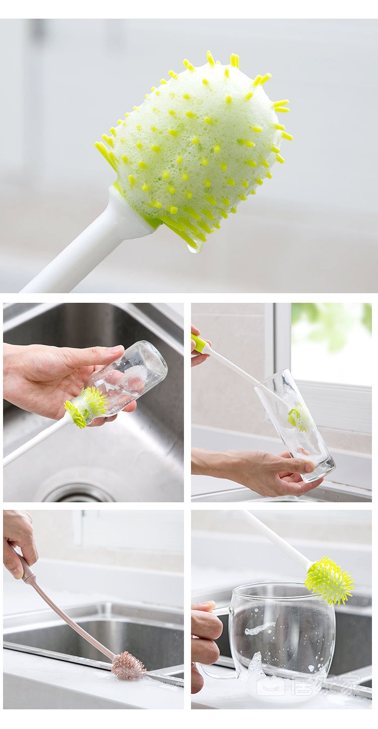 妙尚精选旋转长柄奶瓶刷洗杯刷洗杯子清洁刷厨房水杯茶杯长刷子杯刷