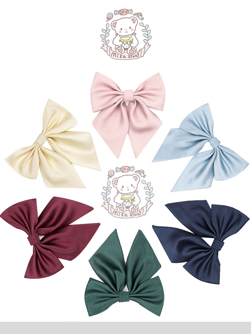 99rjk制服女日系学生赤羽根领花领结斜角纯色酒红羽根均码