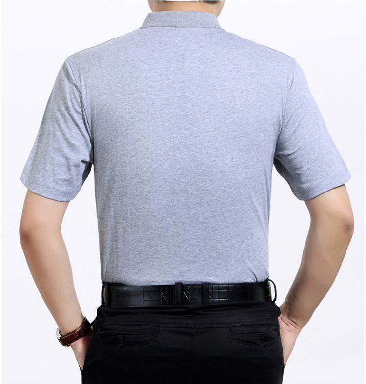 老人头2020夏季短袖t恤男中年全棉翻领半袖上衣薄款中老年男装纯棉大