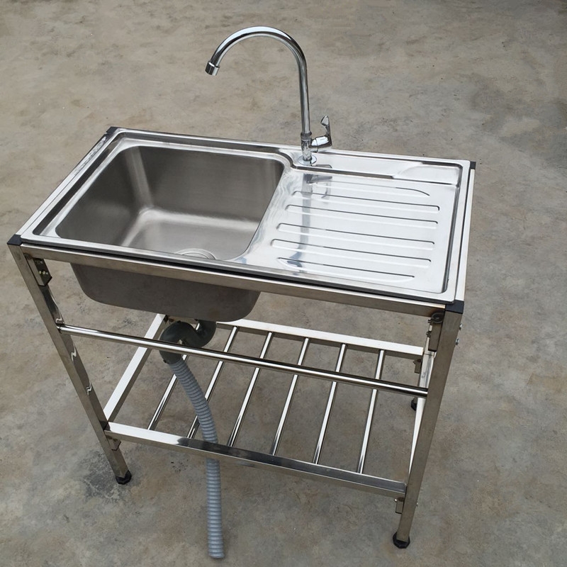 厨房不锈钢支架盆水槽双槽带水斗池符象盆架洗菜洗脸洗碗操作台面架子