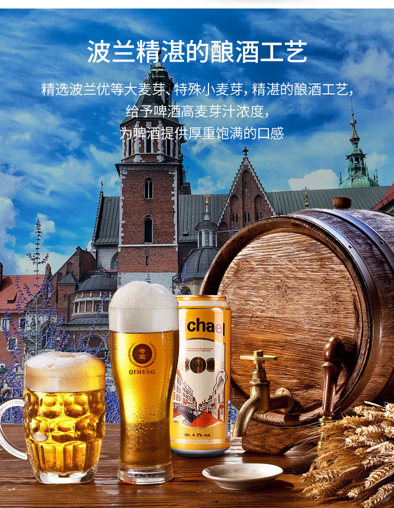波兰进口米歇尔拉格黄啤酒500ml24罐装