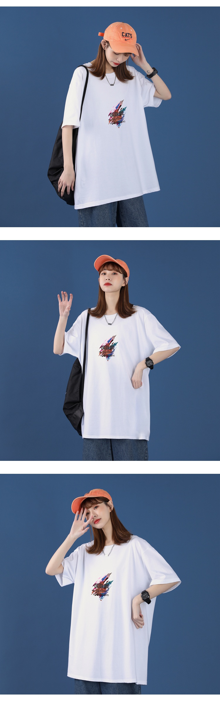 反季清仓rosuya短袖圆领纯棉t恤光影炫酷韩版中性风t恤