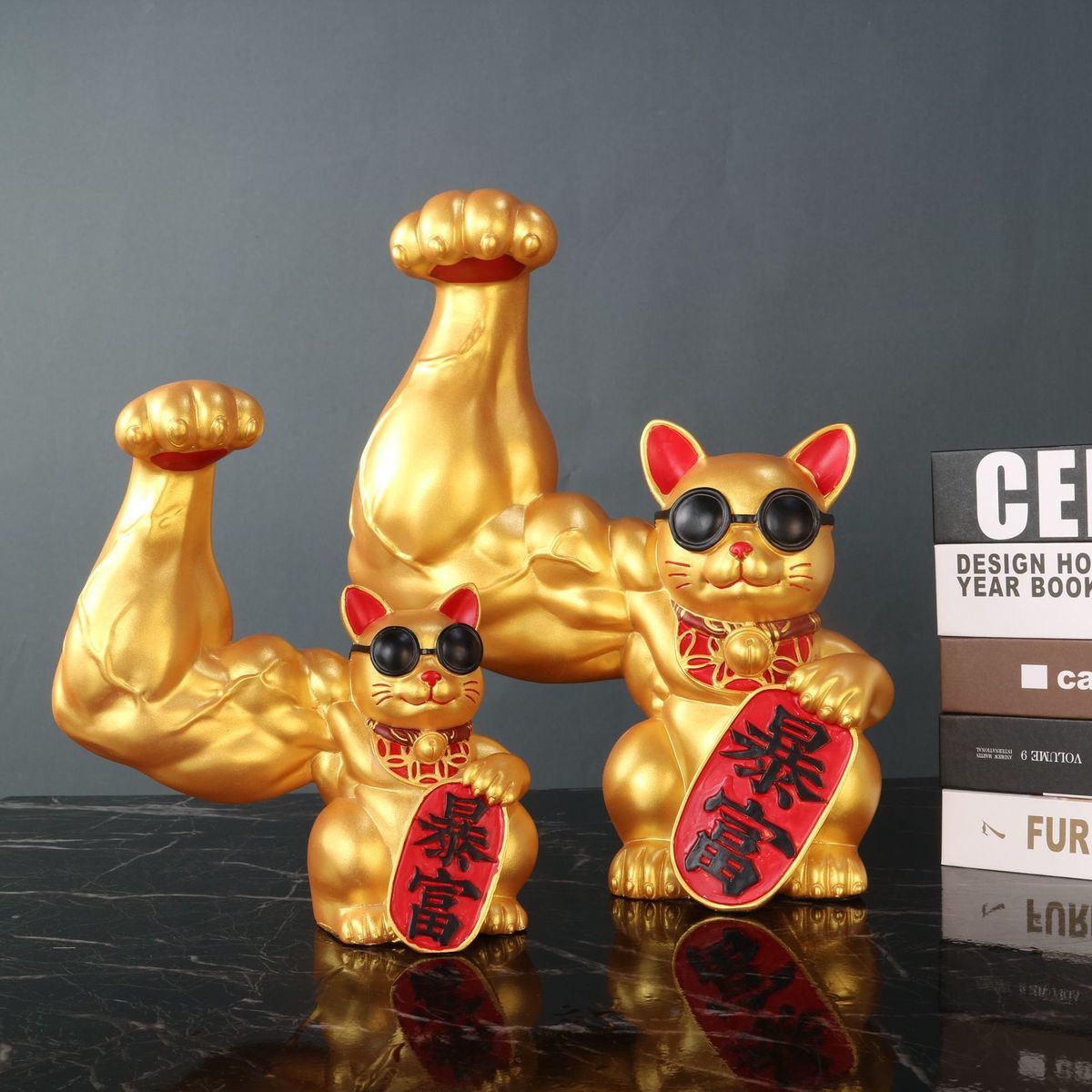 湛航创意礼品 劫财猫麒麟臂大力巨臂肌肉开业礼品发财猫店铺送礼物