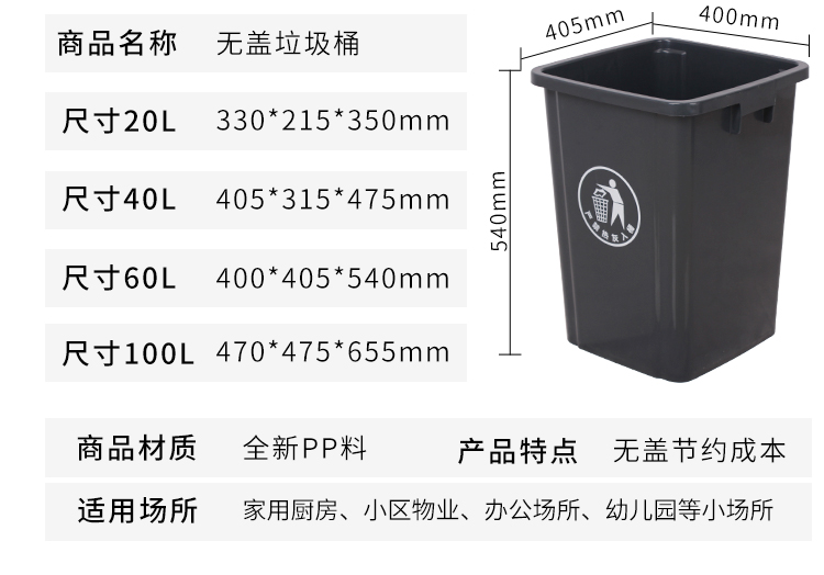 餐飲櫃專用正方形垃圾分類垃圾桶大號帶蓋四色戶外商用垃圾箱廚餘