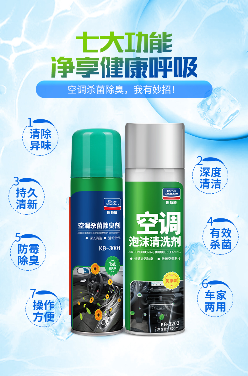 固特威汽车空调清洗剂免拆清车内杀菌除臭剂清洁剂家用空调清洗剂500