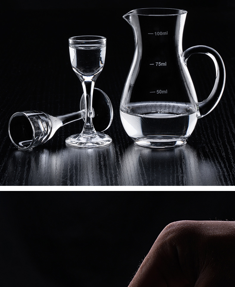 三维工匠1钱白酒杯烈酒杯家用5玻璃高脚小白酒杯一口杯酒店用一钱酒盅