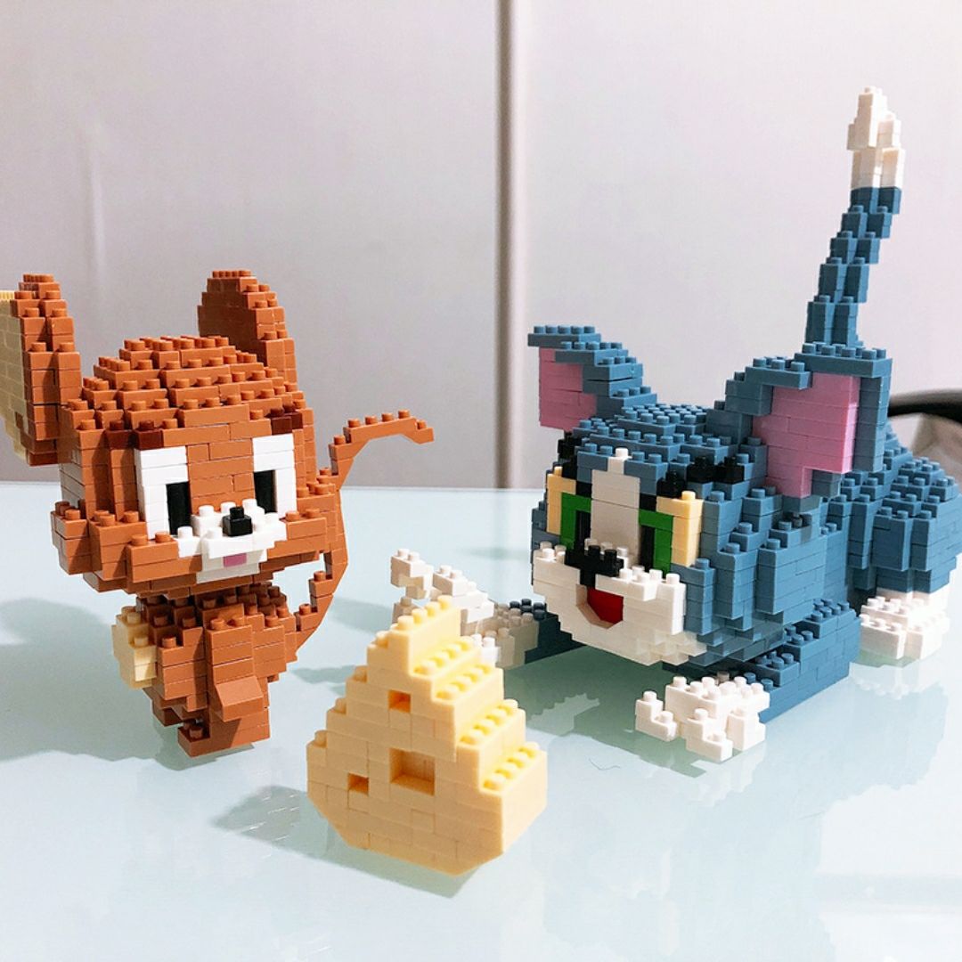 汤姆猫和老鼠兼容乐高微小颗粒拼插积木益智儿童玩具送闺蜜礼物汤姆猫