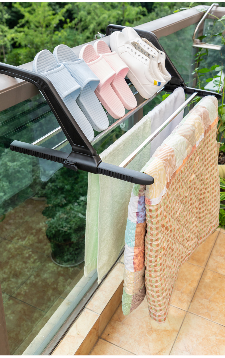 不锈钢窗外晾衣架窗台晒鞋架阳台晾晒暖气片挂架小型折叠晒衣架 圆管