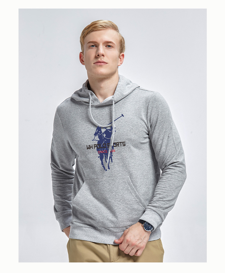 wh polo sports男士卫衣/帽衫 whpolosports镂空撞色印花马标连帽卫衣