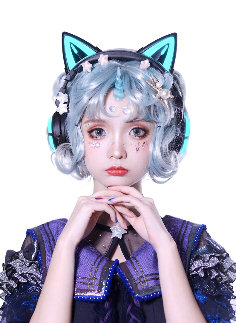 妖舞yowu猫耳耳机三代头戴式蓝牙无线可爱女火线妹电竞猫耳朵耳机