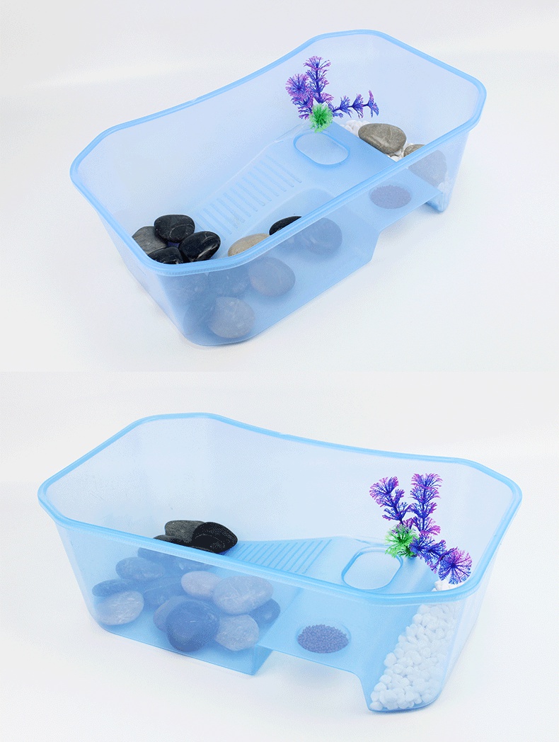 龟缸乌龟饲养缸养龟盆带晒台龟可晒背巴西龟缸养龟水陆缸塑胶箱