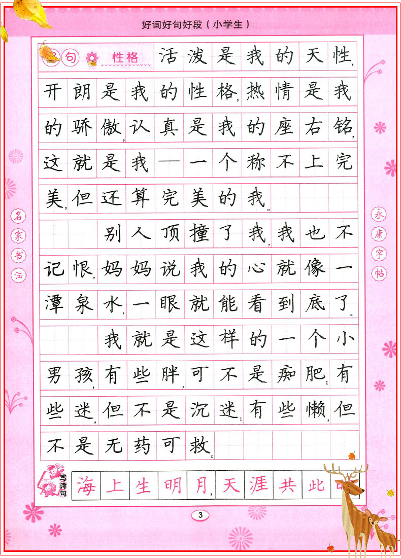 《丁永康字帖楷書小學生好詞好句好段小學生寫字硬筆鋼筆作文臨摹書法