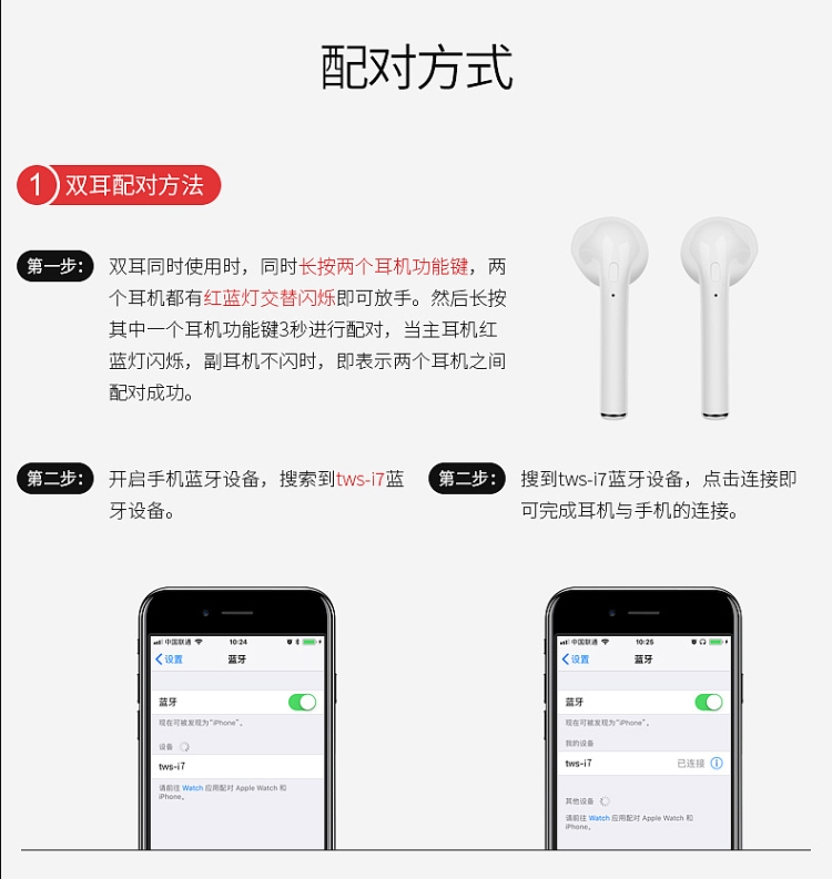 无线i7s蓝牙耳机tws双耳i7mini酷我便捷