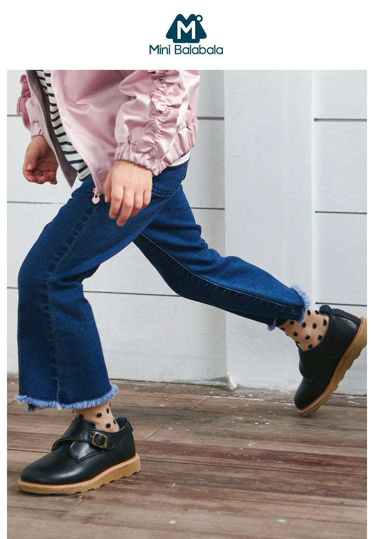 迷你巴拉巴拉儿童裤子女童牛仔裤春秋新款童装女童弹力牛仔九分裤