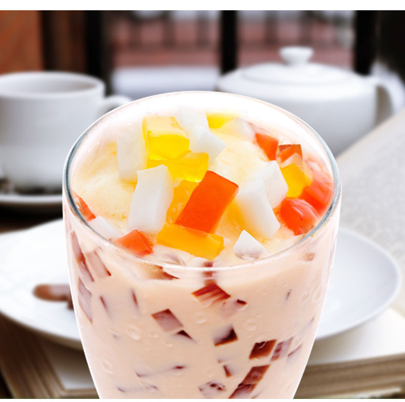 果奶茶店专用刨冰粥配料奶茶原料彩色椰果粒航帆综合蒟蒻三色水晶果