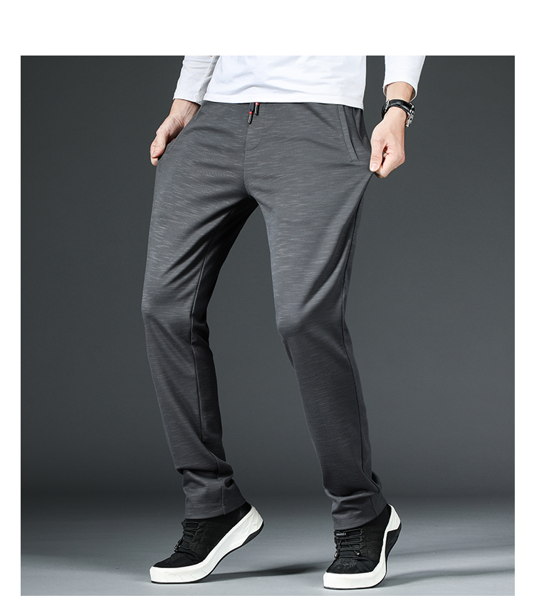 春新款锦纶运动裤男宽松针织卫裤松紧腰系绳男裤加大码抗皱休闲裤男